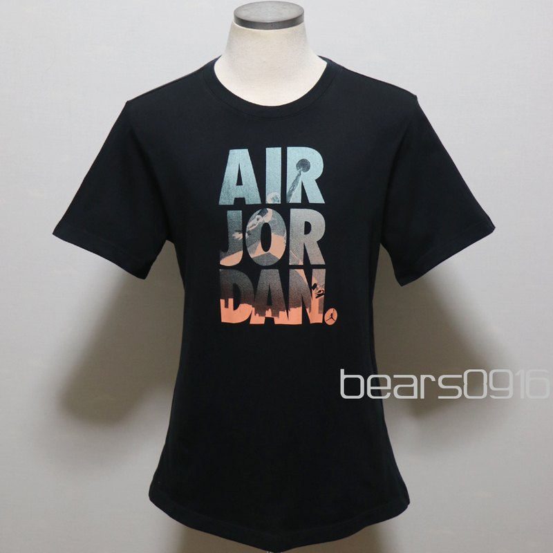 アメリカ購入 USED品 NIKE AIR JORDAN ジョーダン ジャンプマン 3段フォトグラフィックプリント Tシャツ 黒 M