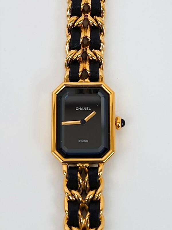 #A0037 CHANEL シャネル プルミエールL クォーツ 腕時計 ゴールド ブラック美品