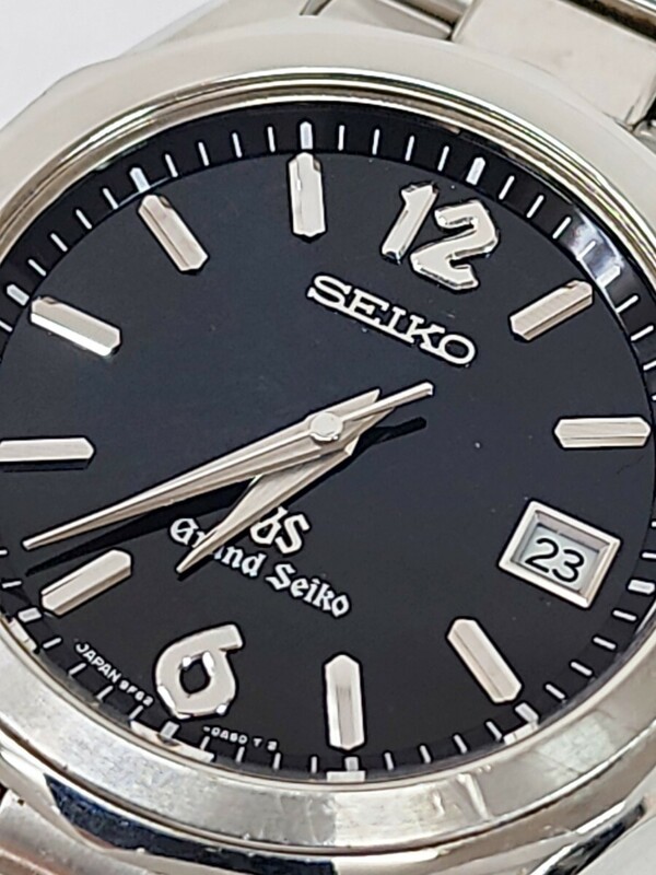 SEIKO セイコーGSグランドセイコークォーツメンズ腕時計デイト黒文字盤#y1391