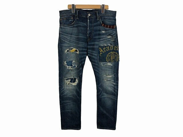 POLO RALPH LAUREN/ポロ ラルフローレン Sullivan Slim Cropped Jeans リペア加工 メンズ サイズ : 32 インディゴ