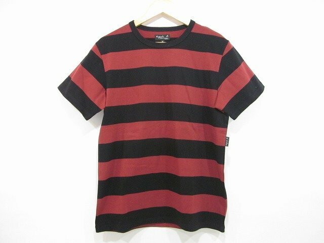 agnes b.(agnes b.) / アニエス・ベー ボーダー柄 半袖Tシャツ 8807 JO19 メンズ サイズ : 2(M) 黒×赤