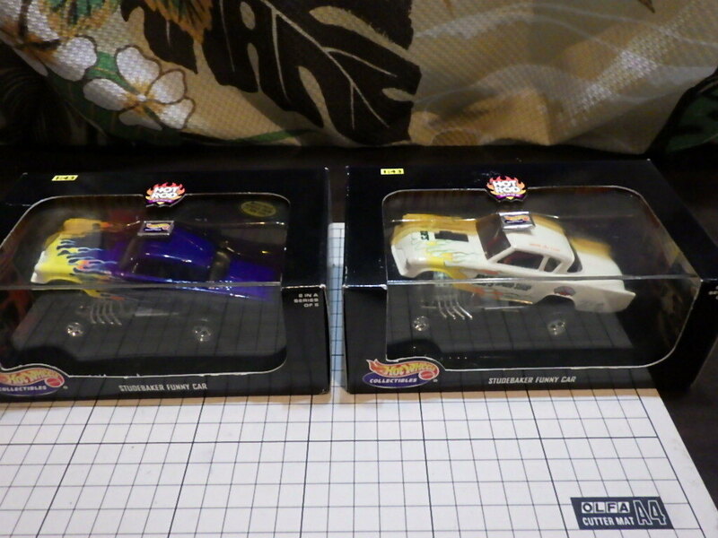 1円～ HOTWHEELS COLLECTIBLES 1/43 STUDEBAKAR FUNNY CAR 2台セット ホットウィール コレクティブ レア 絶版品 旧パッケージ 未開封　