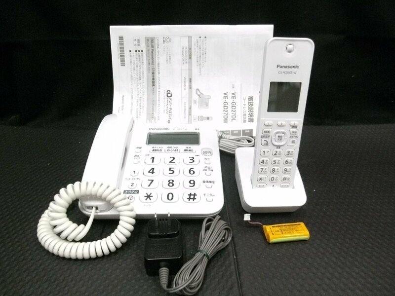 中古品 Panasonic パナソニック コードレス電話機 VE-GD27DL-W 親機 子機 セット　