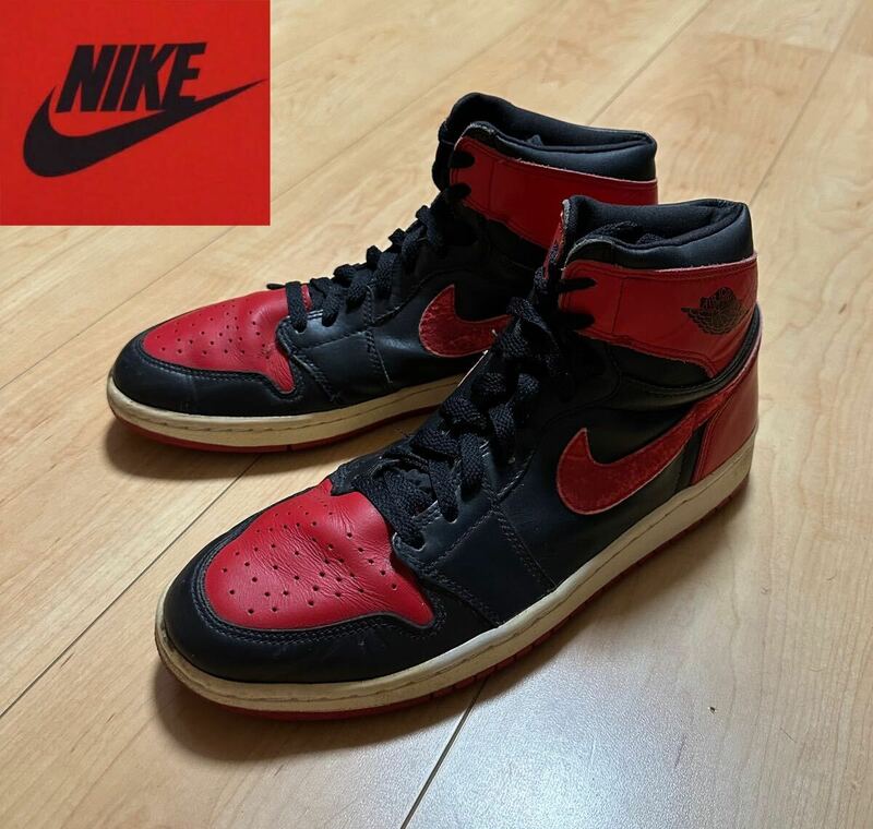 早い者勝ち ナイキ NIKE AIR JORDAN1 HIGH エアジョーダン1 赤黒 BRED 26.5cm banned シカゴ ブルズ US8.5 Chicago スラムダンク 桜木花道