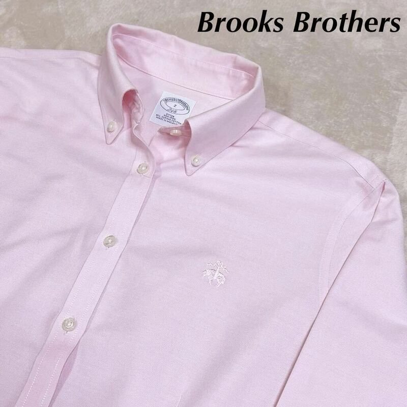 ブルックスブラザーズ Brooks Brothers オックスフォード 長袖 ボタンダウンシャツ/ピンクブラウスBrooks Brothers刺繍ロゴ付き/2送料230円