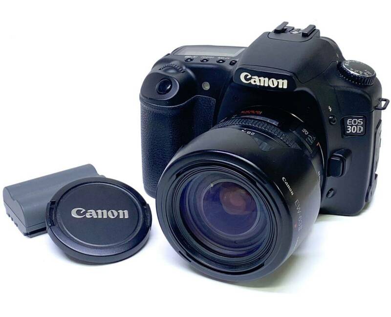♪ Canon キャノン デジタル一眼レフ EOS30D カメラボディ/レンズ 28-105mm/フード EW-63II/セット シャッターOK バッテリー 付き キヤノン