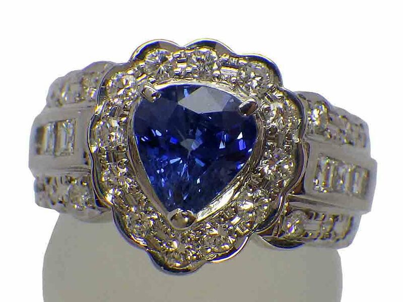 スリランカ産サファイア ダイヤモンドリング Pt900 10.2g 12.5号 GIA鑑別書付き　Jewelry SriLankaSapphire1.48ct Dia0.83ct Ring