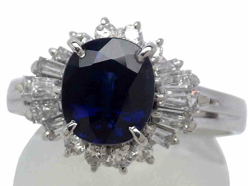 非加熱サファイア ダイヤモンドリング Pt900 6.8g 16号 GIA鑑別書付き　Jewelry Sapphire1.90ct Dia0.57ct Ring　
