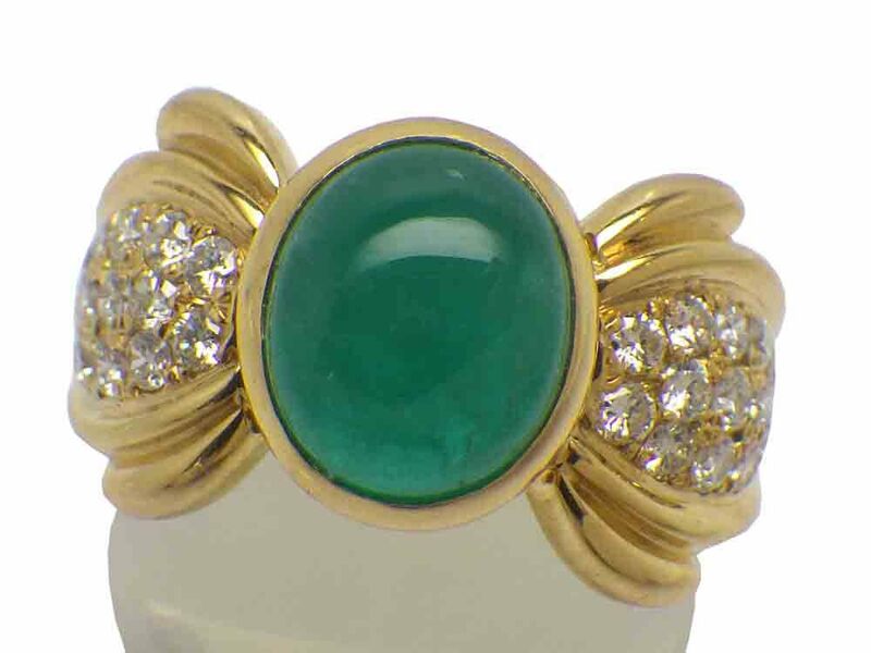 エメラルド ダイヤモンドリング K18 7.3g ソーティング付き　Jewelry Emerald3.45ct Dia0.58ct Ring