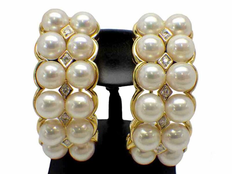 アコヤパール ダイヤモンド イヤピア 750 16.2g　Jewelry Akoya-Pearl 5.3-5.4mm Dia Earring