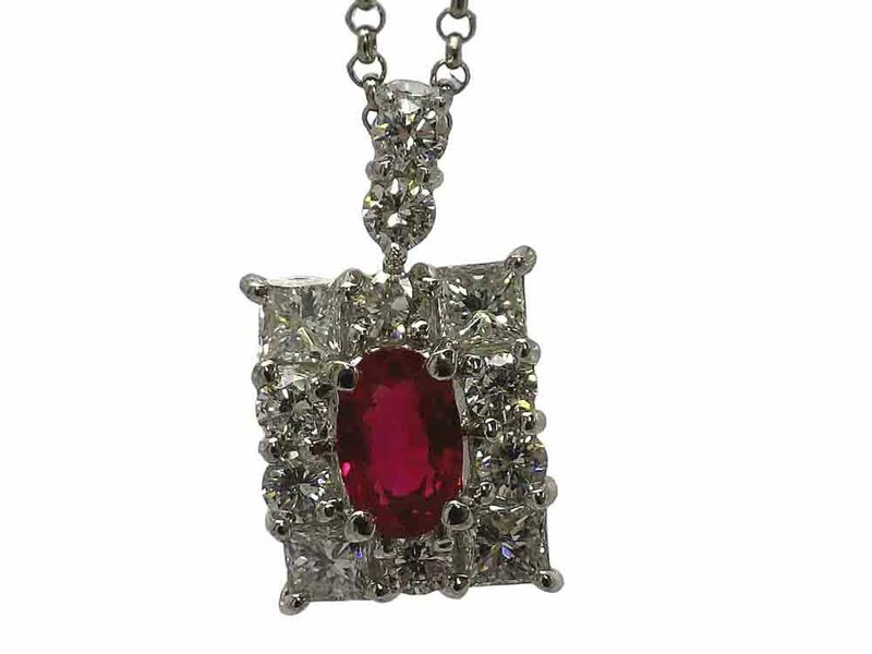 ビルマ産ルビー ダイヤモンドネックレス Pt900/850 5.1g 40cm GIA鑑別書付き　Jewelry Burma Ruby0.72ct Dia0.85ct Necklace