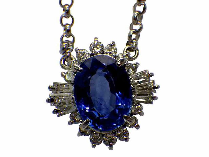 スリランカ産サファイア ダイヤモンドネックレス Pt900/850 9.3g GIA鑑別書付き　Jewelry SriLanka Sapphire2.77ct Dia0.50ct Necklace