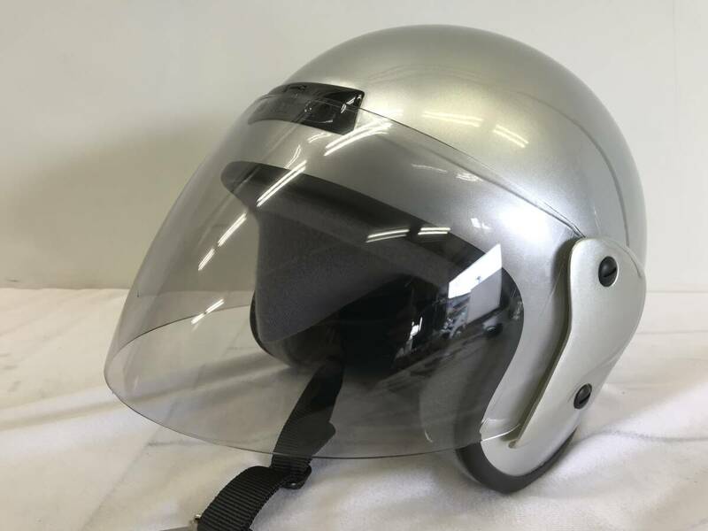 ☆★【USED】 サンポート ジェットヘルメット シルバー 2021年製 59・60cm バイク ツーリング 単車 ヘルメット 100サイズ