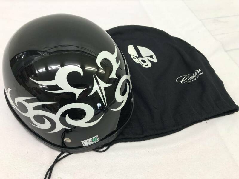 ☆☆【USED】バイク ハーフヘルメット X-Ride　ブラック系　BK 半キャップ　スポーツ　安全　ヘルメット　サイズ80