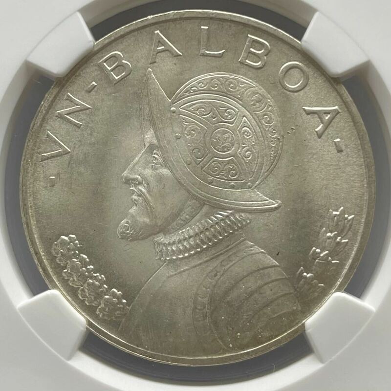 【少し大きめ迫力ある銀貨】1947年 パナマ バルボア銀貨 NGC MS65 アンティークコイン モダン 資産保全 投資