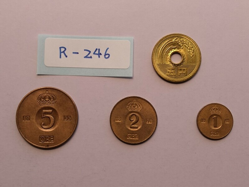 外国コイン　スウェーデン　 (Rー２４６)　５オーレ硬貨　２オーレ硬貨　１オーレ硬貨　おまとめ　３枚