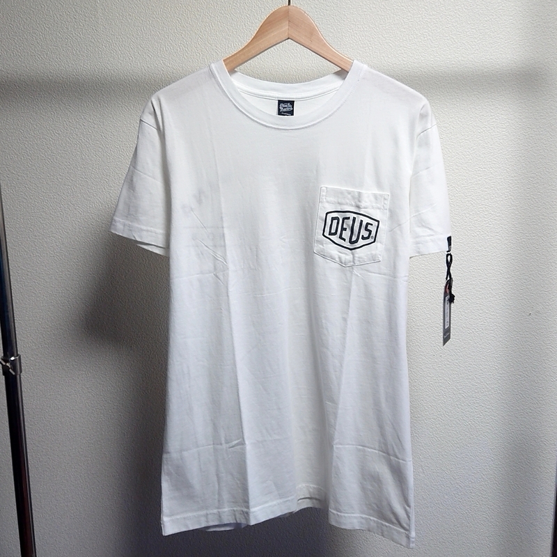 【未使用】DEUS EX MACHINA デウス エクス マキナ ポケット Tシャツ ホワイト プリント ロゴ S