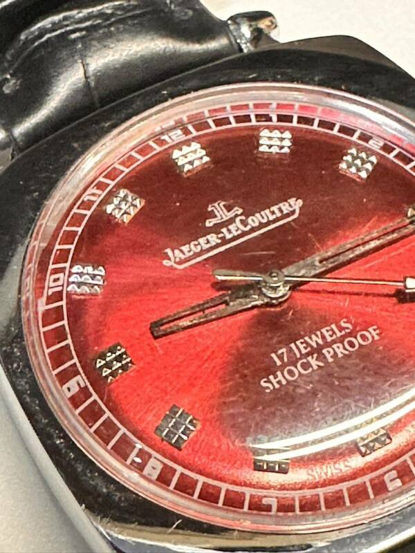 ヴィンテージ ジャガールクルト レッド文字盤 手巻き ユニセックス腕時計 ショックプルーフ ムーブメント 17jewels スイス製 再生品