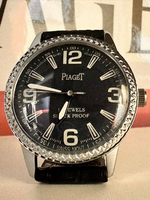 ヴィンテージ ピアジェ PIAGETグレー文字盤 手巻き ユニセックス腕時計 ショックプルーフ ムーブメント 17jewels スイス製 再生品