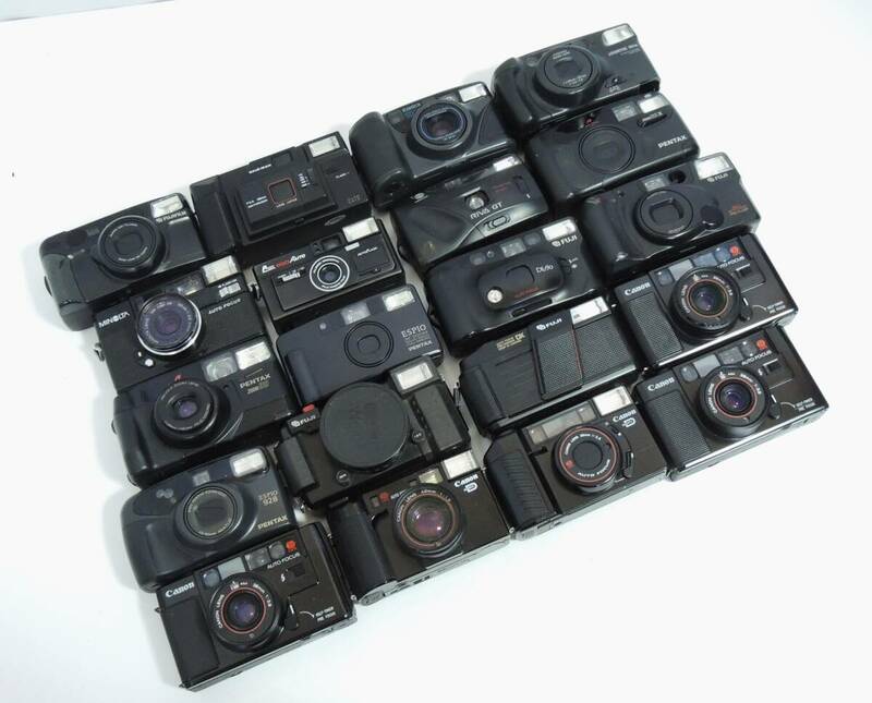 □　(2)　コンパクトカメラ　フィルムカメラ　20台まとめ　Canon　FUJI　PENTAX　MINOLTA他　動作未確認　ジャンク　中古品　③