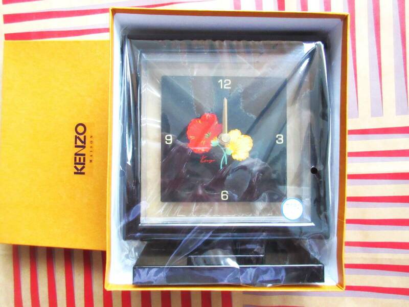 ケンゾー　KENZO 置時計　セイコー製　未使用　花柄 鹿野漆器　/　節約　賢く買おう　格安 お買い得　1,500円均一セール　　