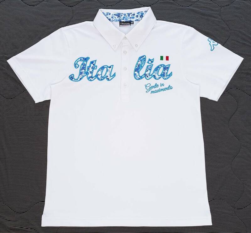 kappa GOLF カッパゴルフ ビッグロゴ デジタルフラワー ストレッチ 半袖ゴルフポロシャツ(白M相当)ITALIA