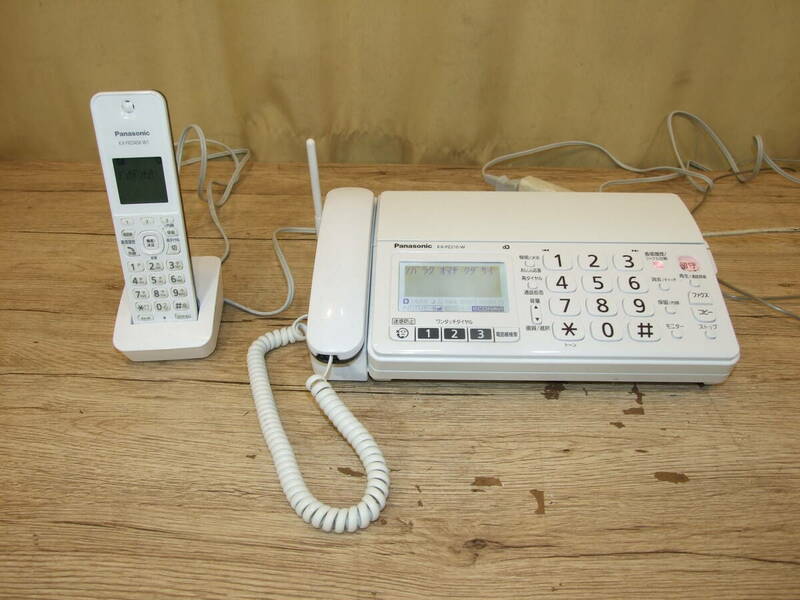 パナソニック おたっくす 普通紙FAX電話機 子機1台付き　準拠方式 ホワイト KX-PZ210-W　通話/プリント/印字確認　中古品