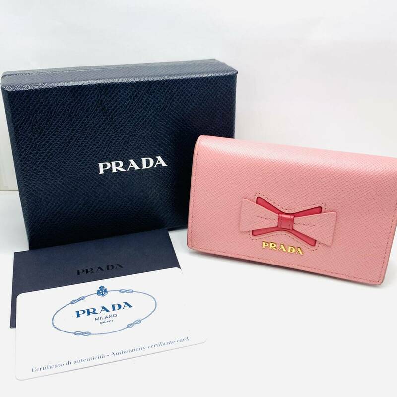 PRADA プラダ リボンモチーフ カードケース サフィアーノレザー 名刺入れ 1MC122 レディース ピンク