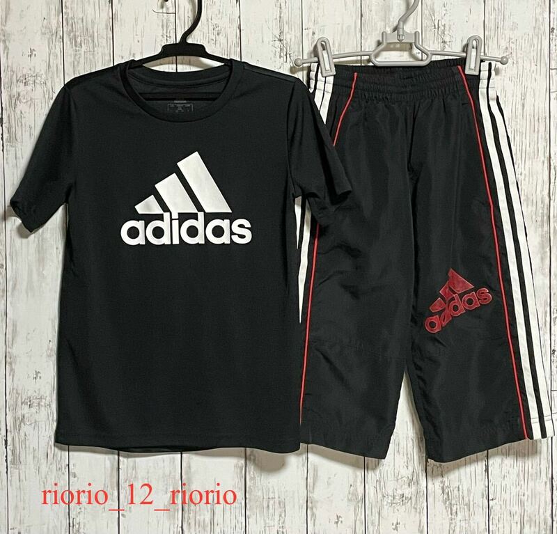 521　adidas　アディダス　男の子まとめ売り　スポーツTシャツ　ビッグロゴハーフパンツ　2枚セット　size140