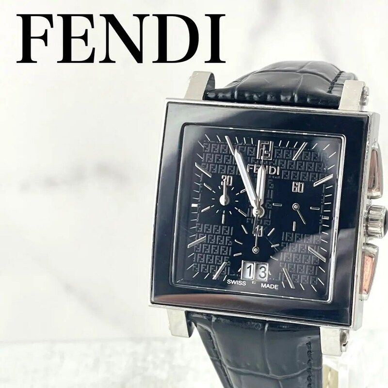 稼動品　FENDI フェンディ　ズッカ文字盤　クロノグラフ　セラミック　腕時計