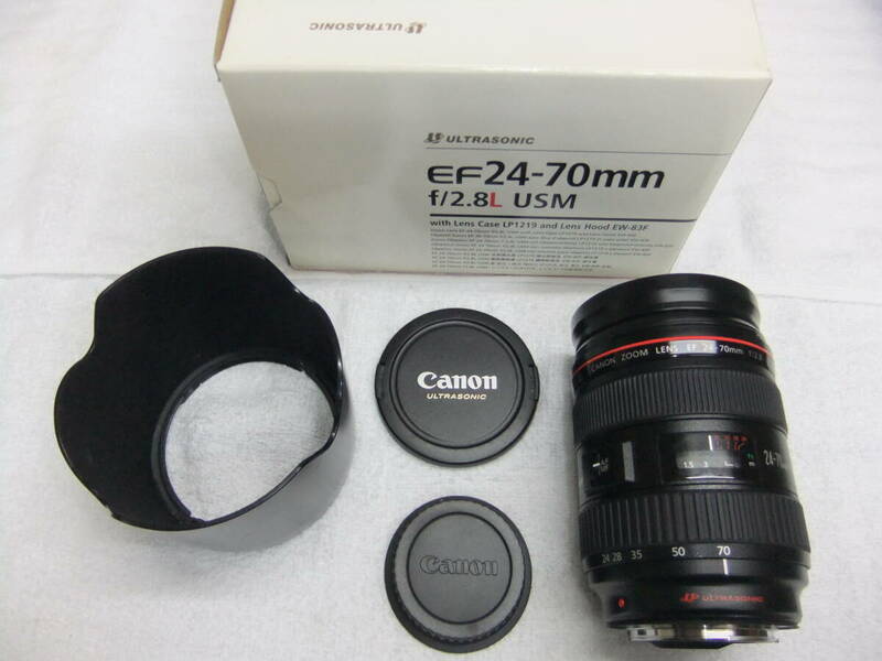Canon キヤノン EF 24-70mm F2.8 L USM フード,元箱付 AF動作確認済 カビ,クモリなし わけあり