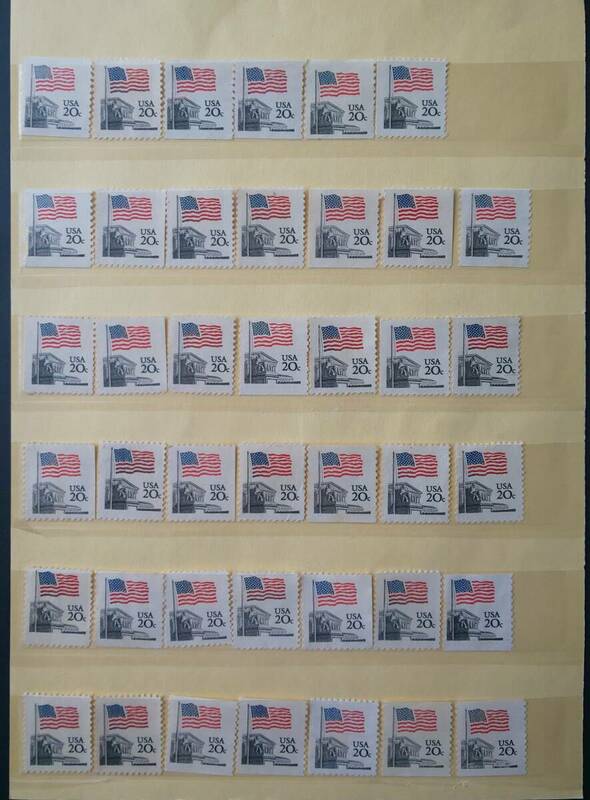【未使用】アメリカ普通切手　1982年「星条旗と最高裁」20¢切手　90枚