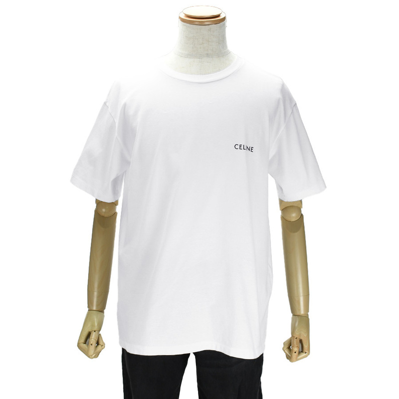 セリーヌ CELINE ロゴプリント 半袖 Tシャツ クルーネック 2X43C671Q ホワイト 白 サイズXS カットソー アパレル メンズ レディース 中古