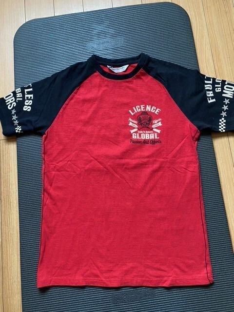 美品！FIRST PARKING ファーストパーキング染み込みスカルプリント半袖Tシャツ　アメカジ　赤×黒　メンズM 