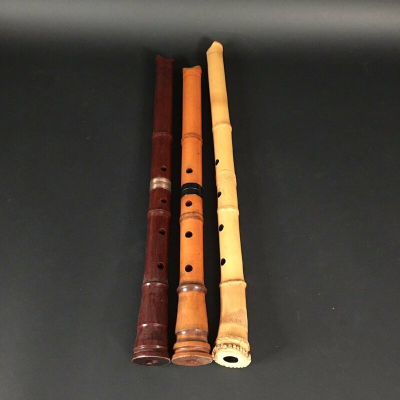 ER0507-31-3 和楽器 3点 まとめ 尺八 木管 日本伝統 器材 レトロ 笛 最大全長62㎝ 100サイズ