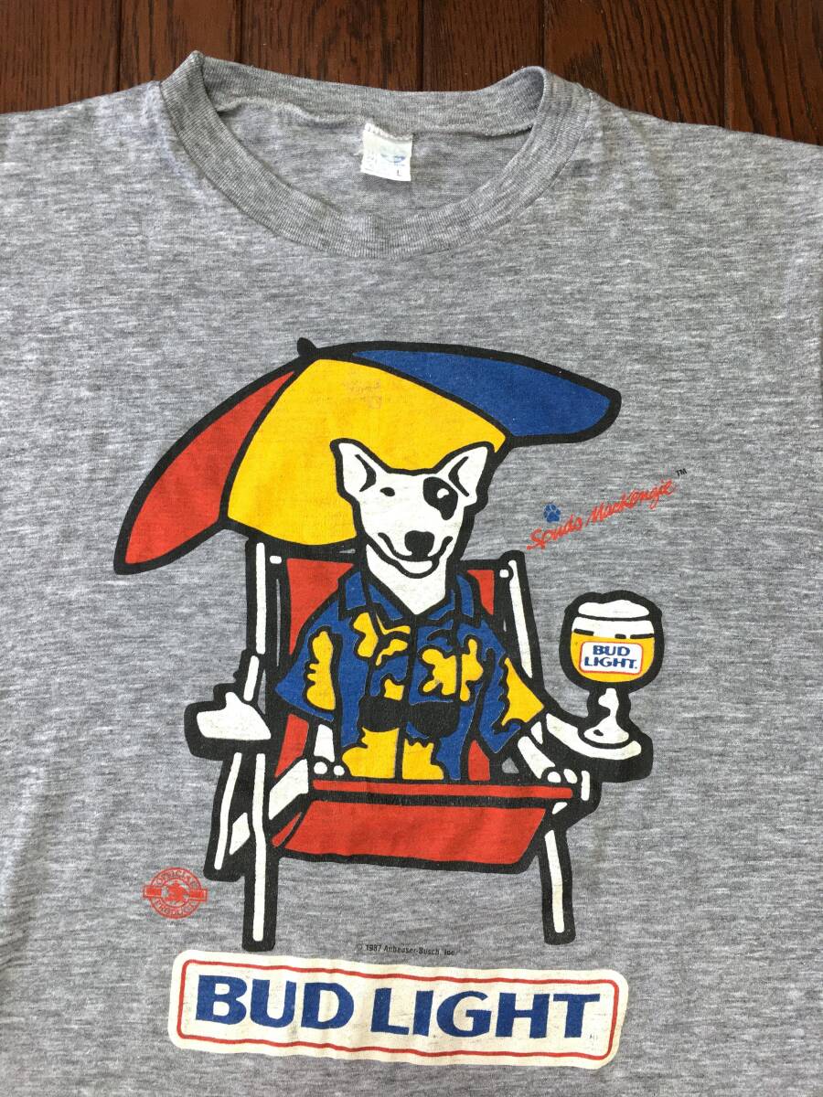 80s USA製 ビンテージ BUD LIGHT Spuds Mackengie バドライト バドワイザー スパッズマッケンジー Tシャツ L 80年代 アメリカ製 企業物