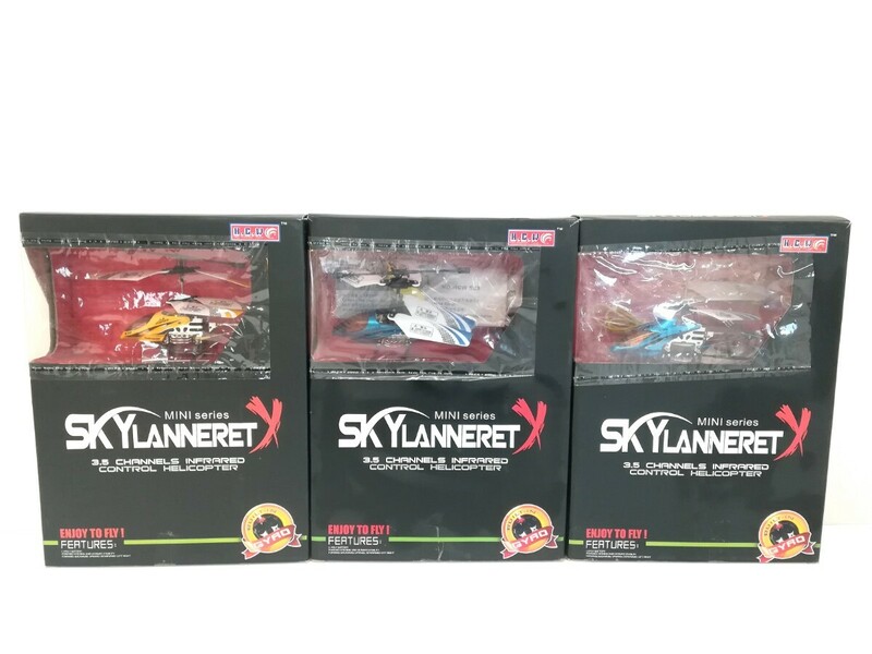 M27rjkx0226/【動作未確認】ジャイロ搭載 3CH ヘリコプター SKY LANNERET ミニシリーズ 室内用ヘリコプター 3基まとめ ジャンク