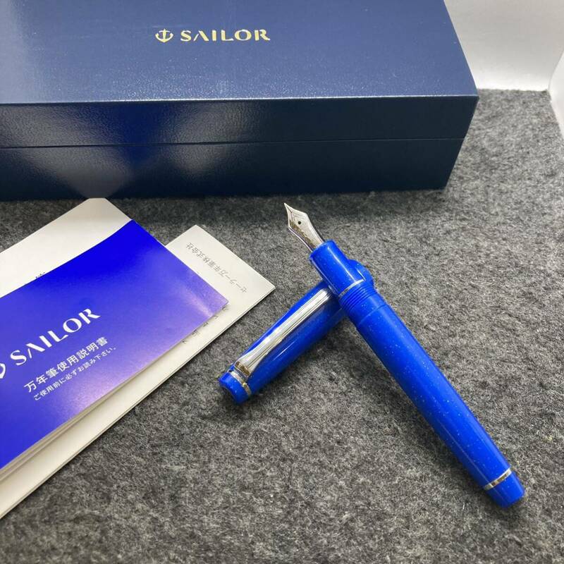 PE2115□SAILOR セーラー 万年筆 プロギアスリム 銀 ペン先 14KH-EF ブルードワーフ 海外限定モデル 筆記未確認 箱付き 11-8928-140