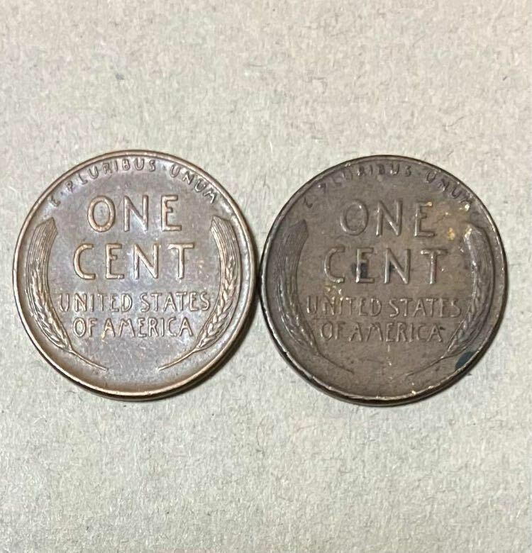 アメリカ　1セント　2枚セット　麦ペニー　アメリカコインまとめ　外国コイン　海外コイン　古銭　外国銭　リンカーン