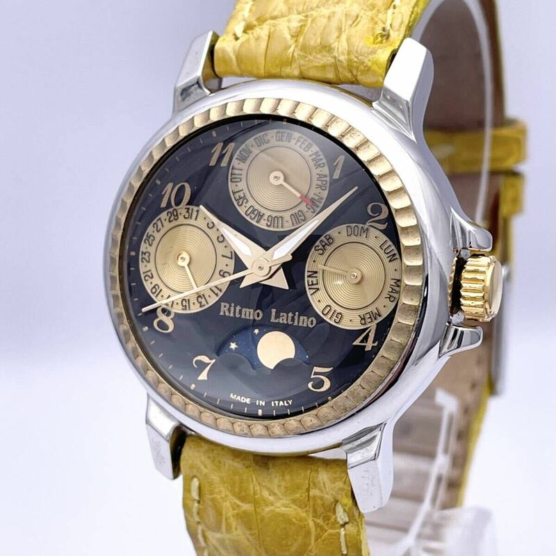 RITMO LATINO リトモ ラティーノ 腕時計 ウォッチ クォーツ quartz ムーンフェイズ デイデイト イタリア製 金 ゴールド 銀 シルバー P471