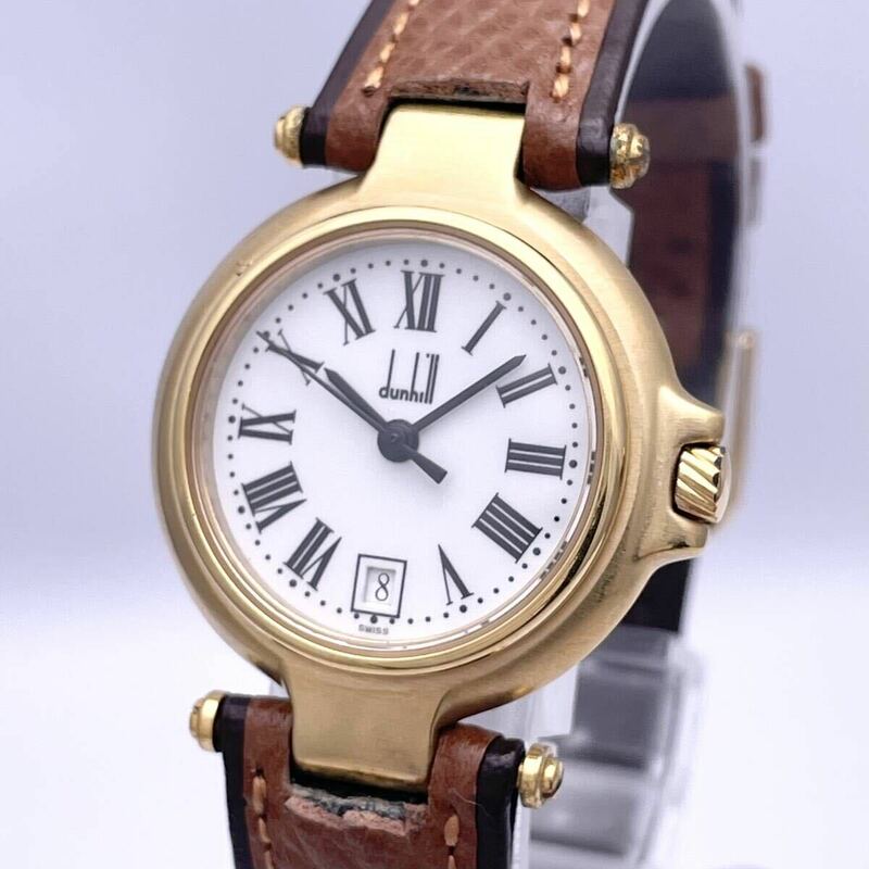 dunhill ダンヒル ミレニアム P12 12104 腕時計 ウォッチ クォーツ quartz デイト SWISS MADE スイス製 金 ゴールド P514