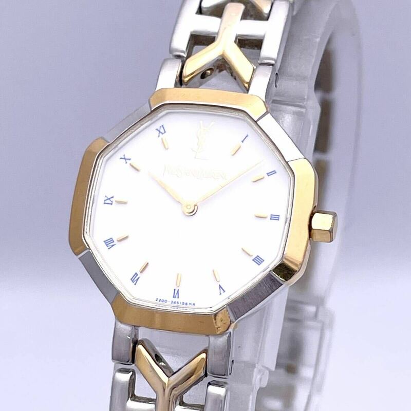 YVES SAINT LAURENT イブ サンローラン 2200-226313 腕時計 ウォッチ クォーツ quartz ホワイト文字盤 金 ゴールド 銀 シルバー P531