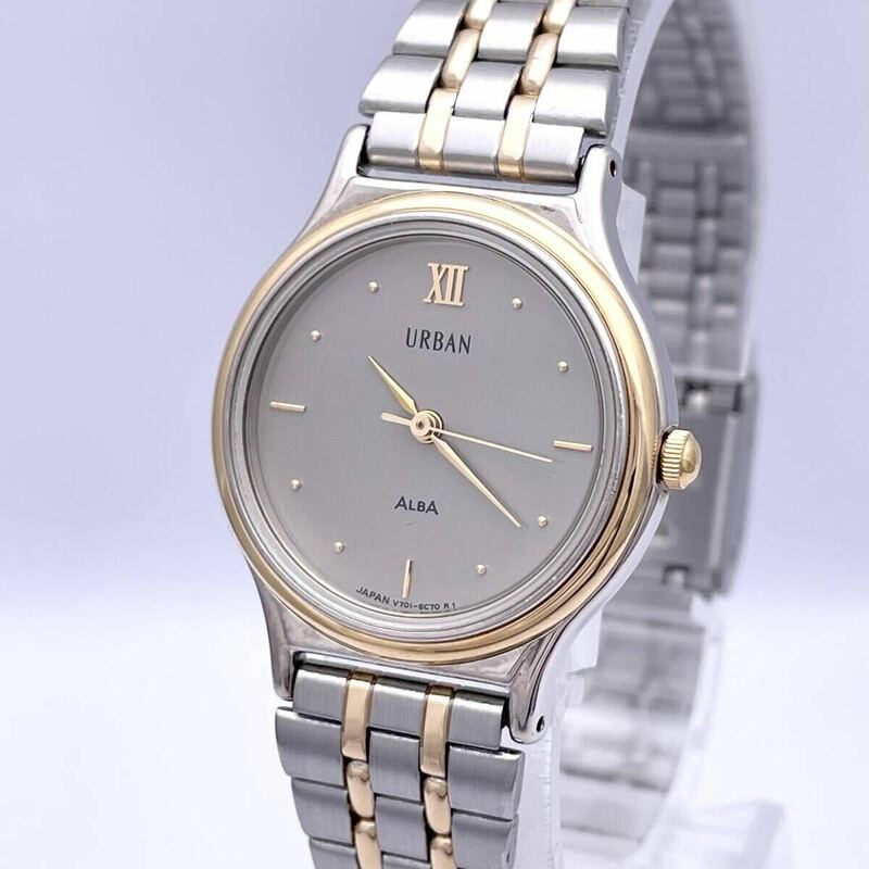 SEIKO セイコー ALBA アルバ URBAN V701-6B60 腕時計 ウォッチ クォーツ quartz コンビ 金 ゴールド 銀 シルバー P544