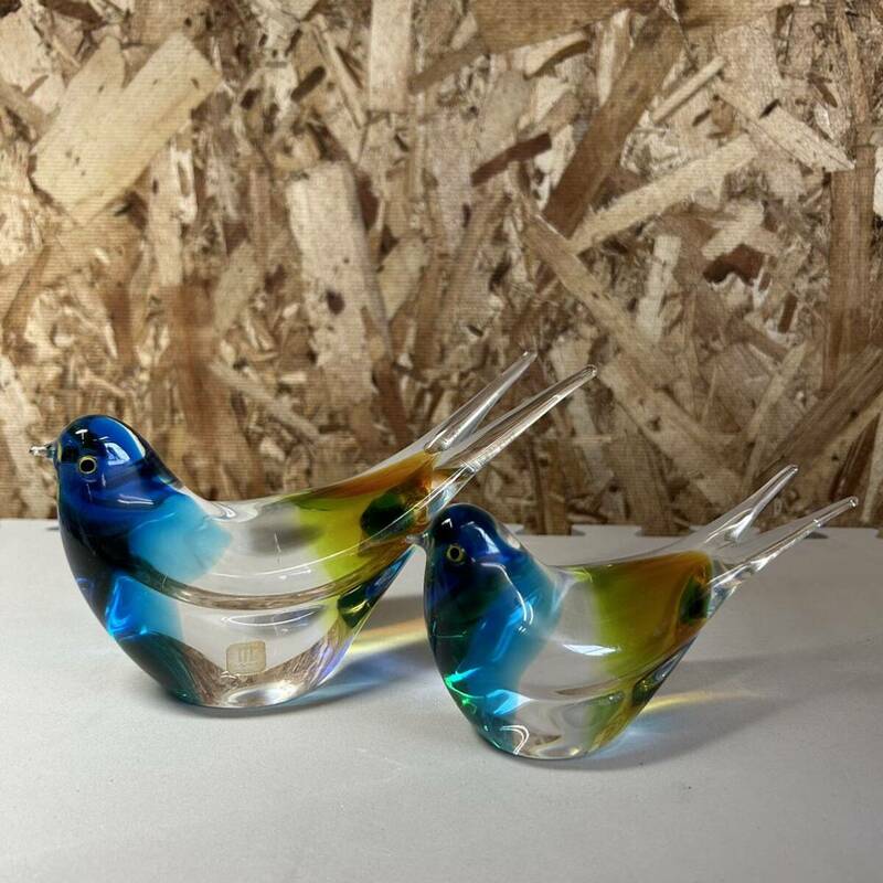 マルティグラス 置物 鳥 小鳥 ガラス工芸 インテリア ガラス オブジェ アンティーク 洋風 おしゃれ 工芸品