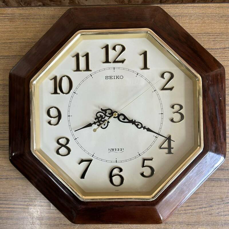 SEIKO 壁掛け時計 SWEEP 掛け時計 アナログ 八角形 セイコー 木枠 掛時計 インテリア オブジェ アンティーク レトロ 時計 KH216B