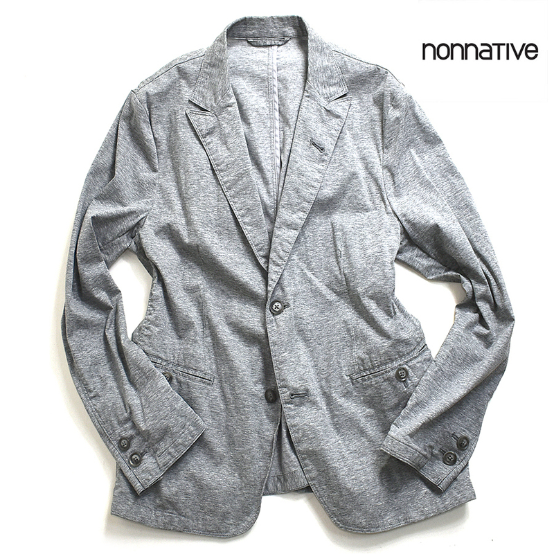 [定価４万] 美品 ノンネイティブ nonnative 春夏 スエットジャケット 1 メンズ S- M グレー 日本製 ストレッチ サマージャケット