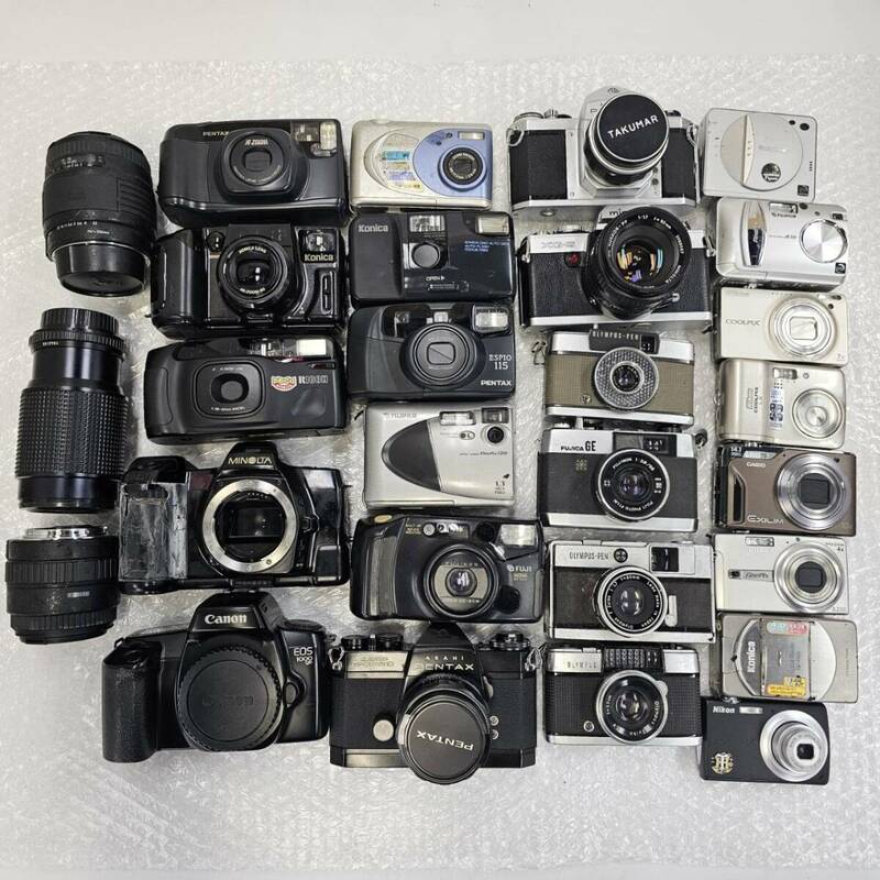 E063(10000)-652　カメラ・レンズまとめ 約10㎏　Nikon ニコン OLYMPUS オリンパス PENTAX ペンタックス Canon キャノン 他 状態様々