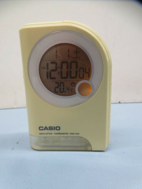 ■CASIO DQD-410J 置時計 ホワイト カシオ 目覚まし時計 電池付き 動作品 94454■！！