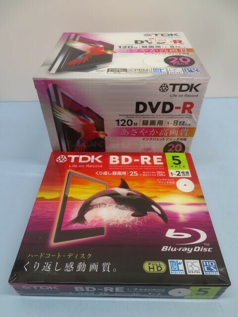 未開封/25本セット☆TDK ①BD-RE/5PACK ②DVD-R/20PACK Blu-ray/DVDディスク 94600☆！！