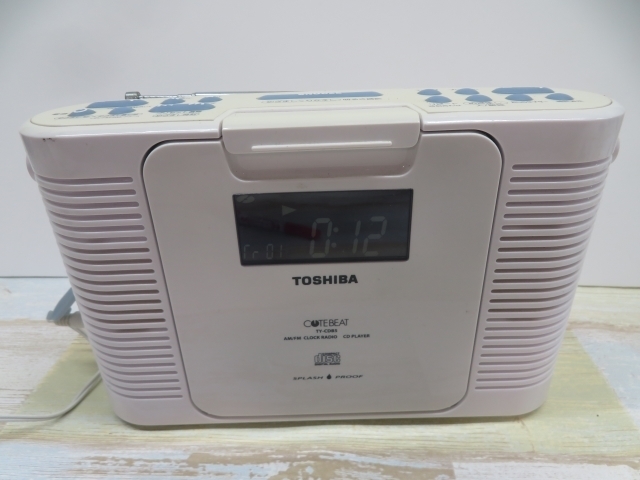 ★TOSHIBA TY-CDB5 防水CDクロックラジオ CDプレーヤー 東芝 アダプター付き 動作品 94753★！！